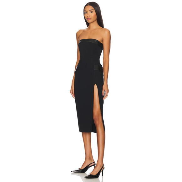 Revolve AMANDA UPRICHARD Cassia Strapless Midi Dress Black XS New $251 msrp - Picture 2 of 8
